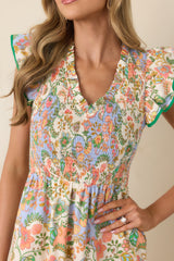 Where the Sun Goes Ivory Multi Floral Paisley Cotton Maxi Dress