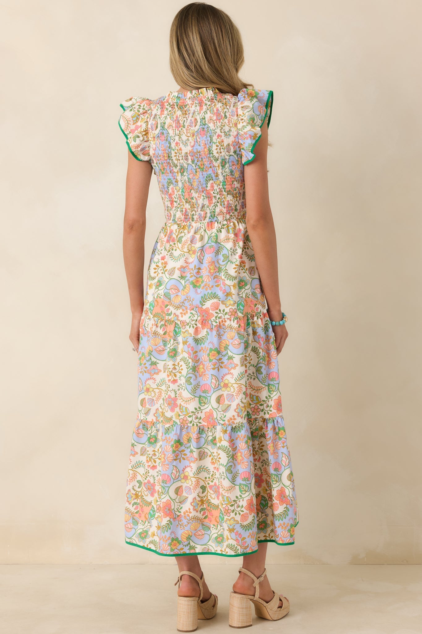 Where the Sun Goes Ivory Multi Floral Paisley Cotton Maxi Dress