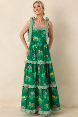 Prosperina Juliette Green Multi Floral Cotton Maxi Dress