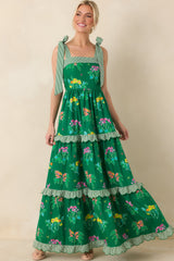 Prosperina Juliette Green Multi Floral Cotton Maxi Dress