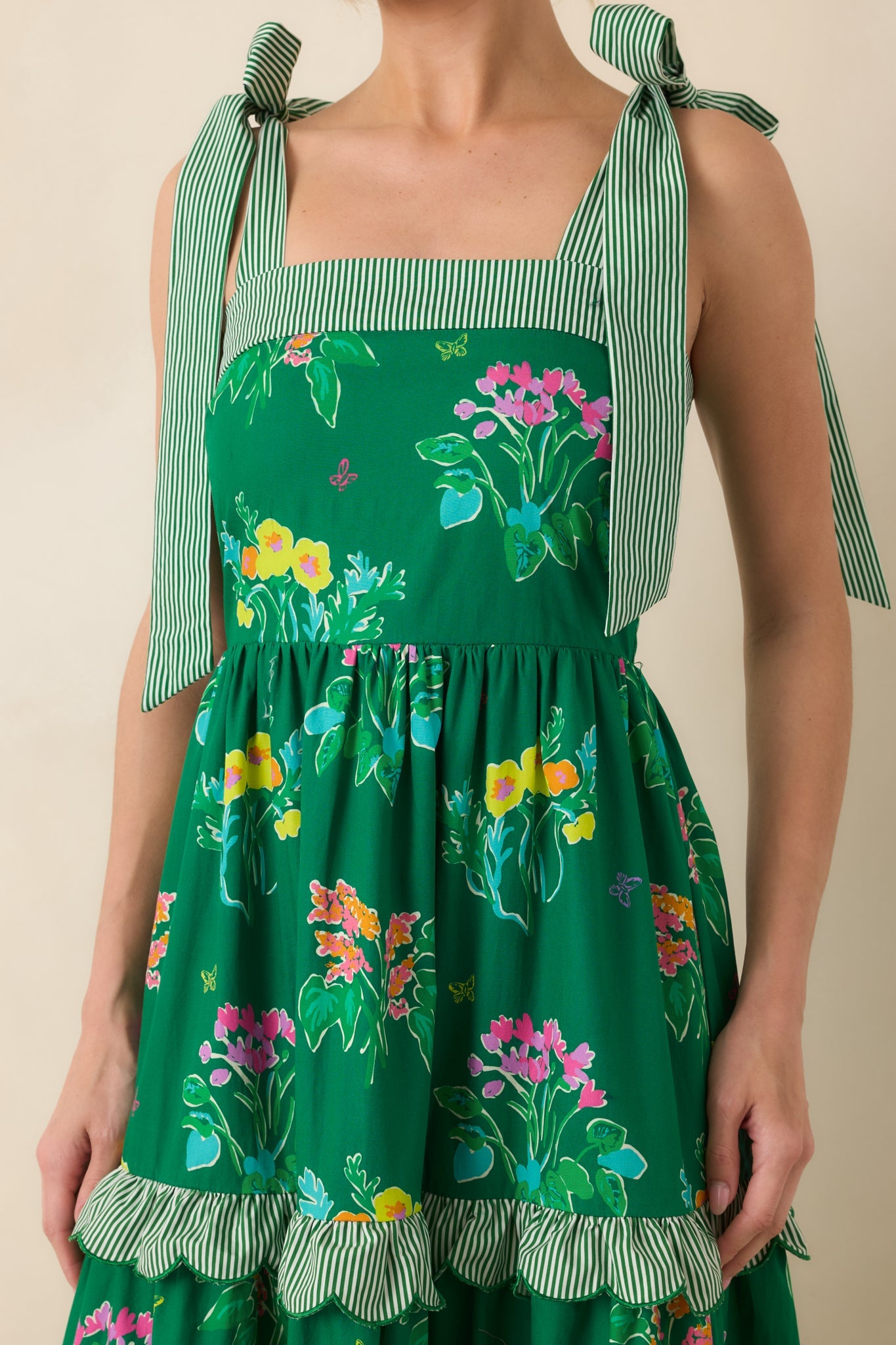 Prosperina Juliette Green Multi Floral Cotton Maxi Dress