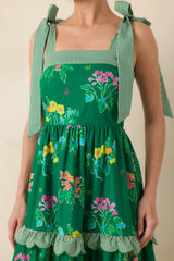 Prosperina Juliette Green Multi Floral Cotton Maxi Dress