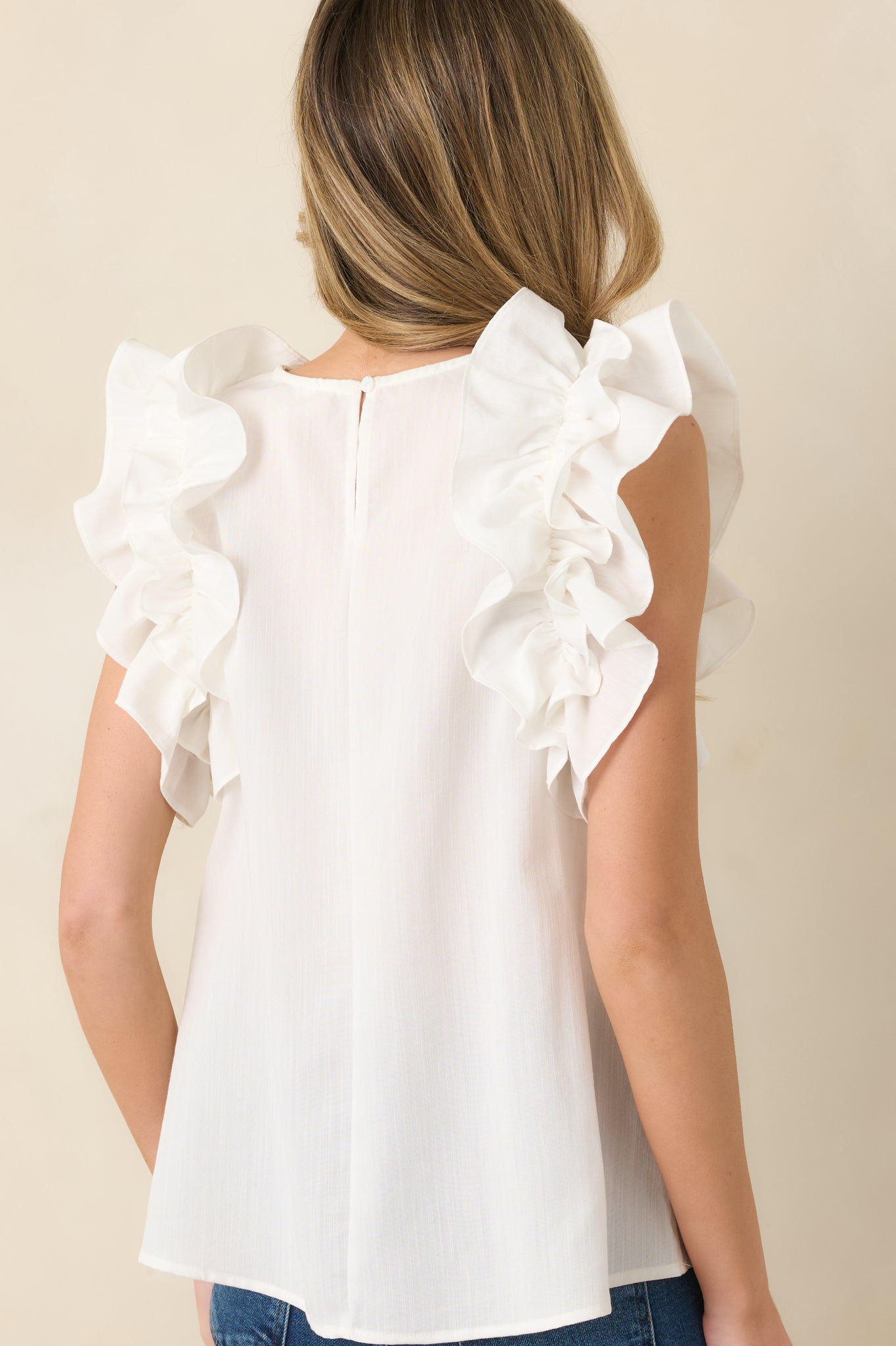 Dawn Of My Heart Ivory Ruffled Top