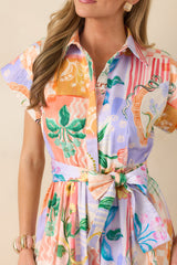 Prosperina Savannah Peach Multi Floral Cotton Midi Dress