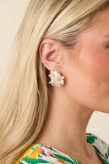 Petals All Around Pearlescent Floral Hoop Earrings