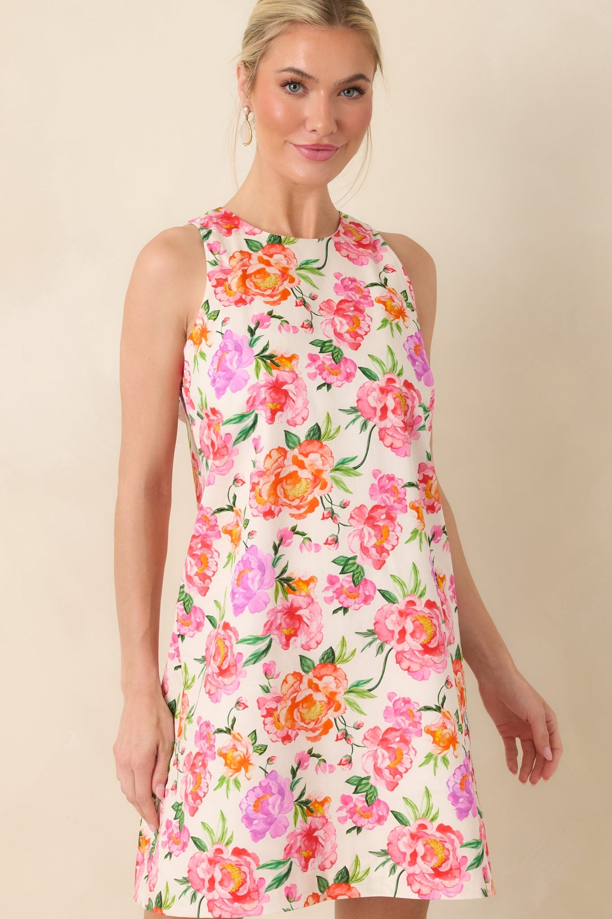 Prosperina Claire Pink Multi Floral Cotton Bow Back Dress