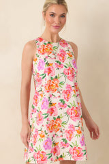 Prosperina Claire Pink Multi Floral Cotton Bow Back Dress