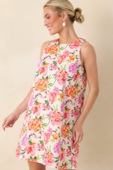 Prosperina Claire Pink Multi Floral Cotton Bow Back Dress