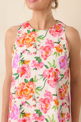 Prosperina Claire Pink Multi Floral Cotton Bow Back Dress