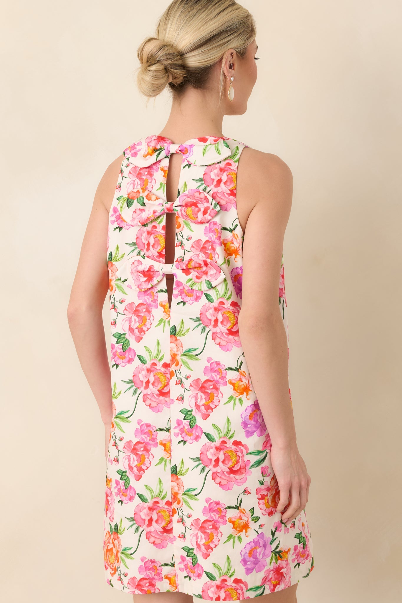 Prosperina Claire Pink Multi Floral Cotton Bow Back Dress