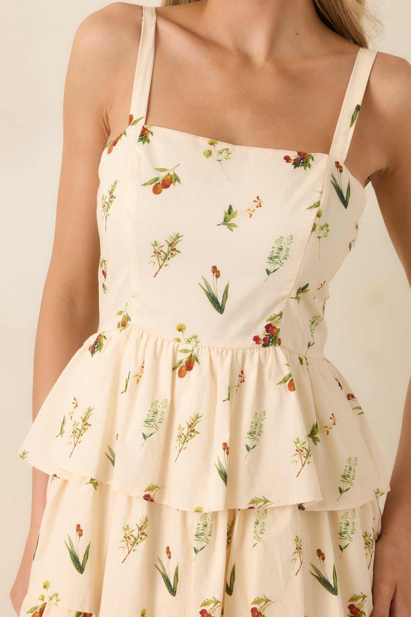 Tell Me Everything Ivory Multi Floral Print Cotton Midi Dress