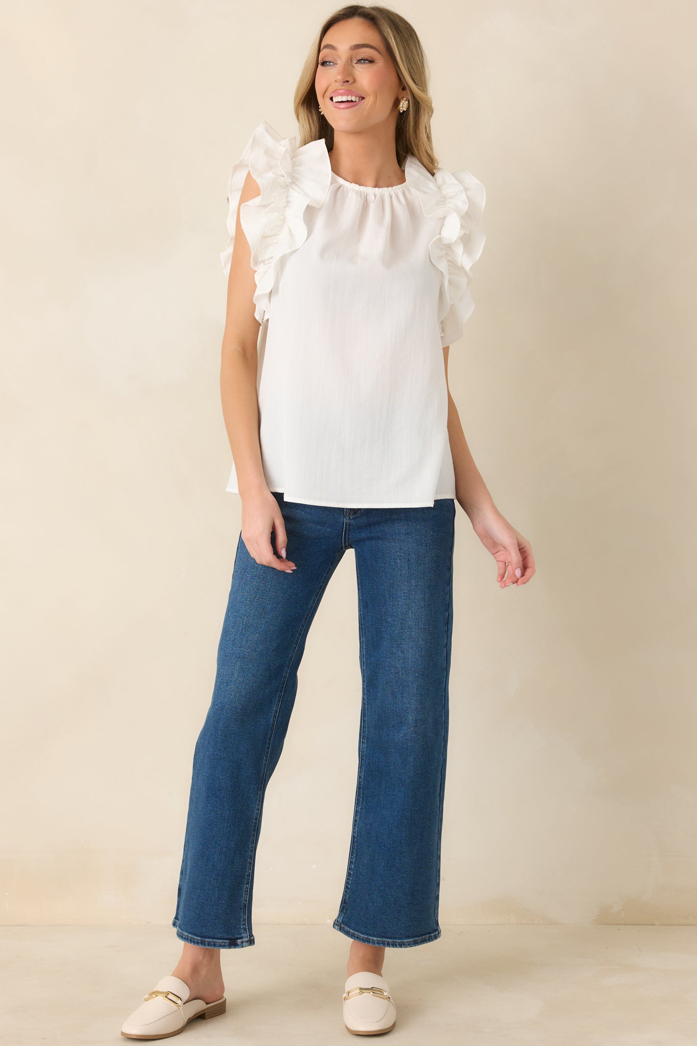 Into The Clouds Dark Wash Cropped Wide Leg Jeans