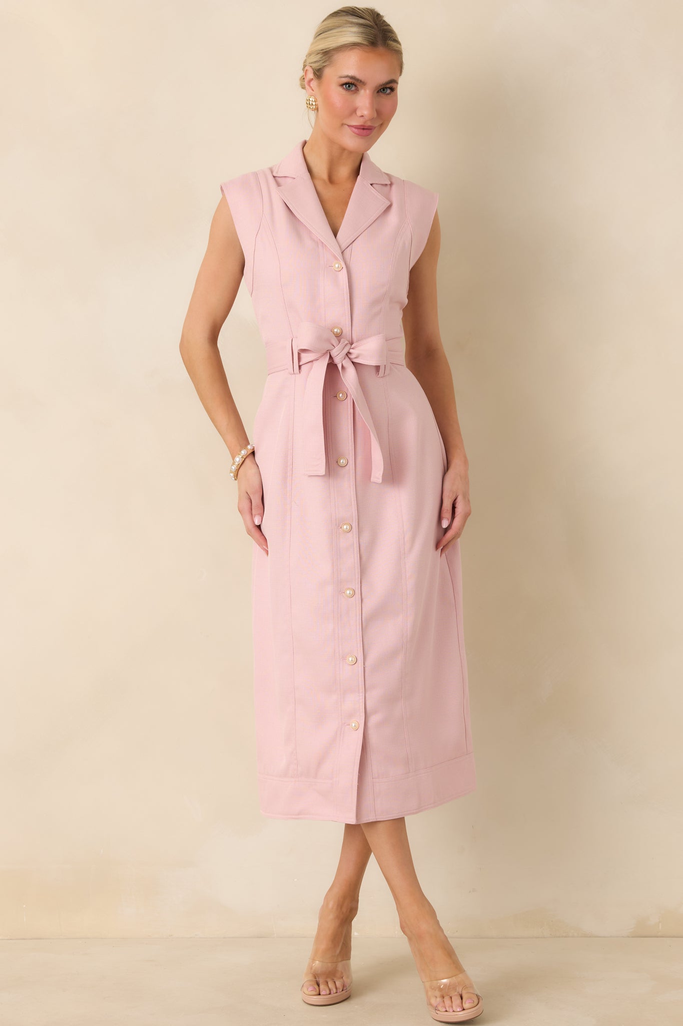 Prosperina Jacqueline Light Pink Midi Dress