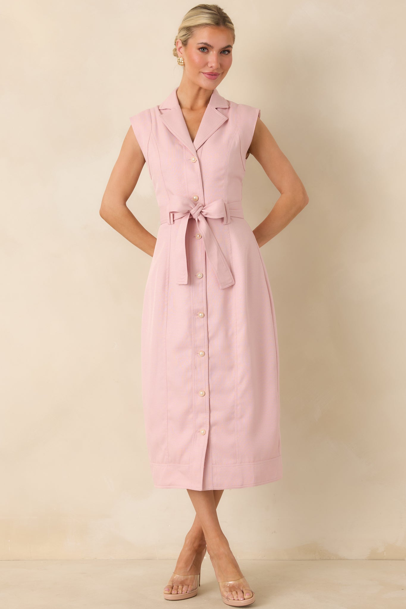 Prosperina Jacqueline Light Pink Midi Dress