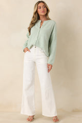 Sweet Simplicity Mint Green Knit Button Front Cardigan