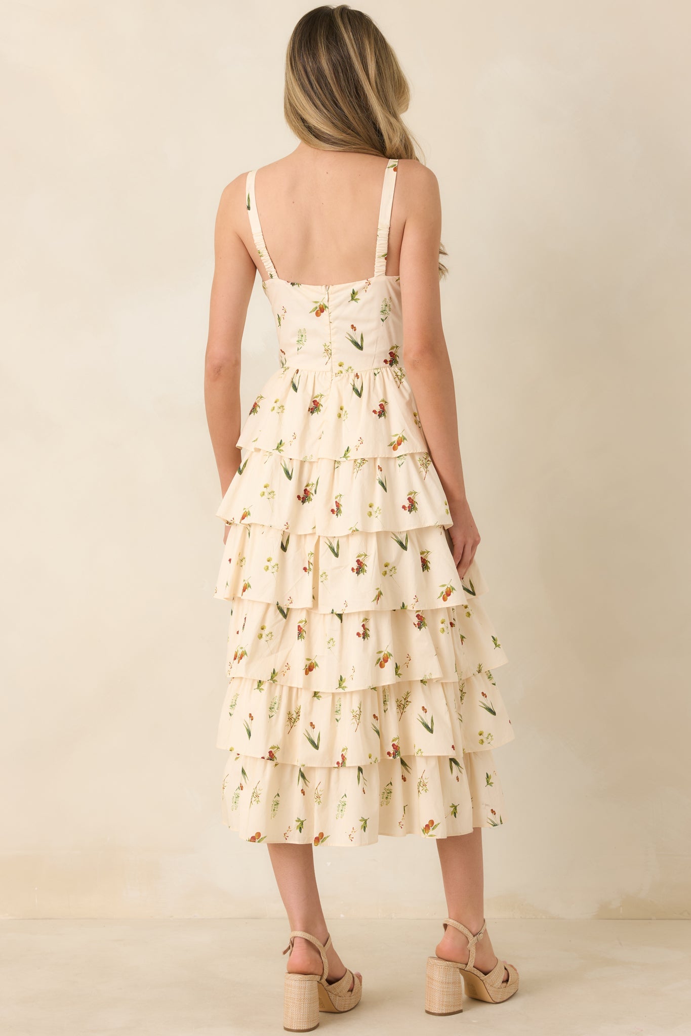 Tell Me Everything Ivory Multi Floral Print Cotton Midi Dress