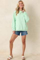 Radiant Vibes Mint Green Crewneck Sweatshirt