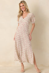 Where We Belong Dusty Pink Floral Short Sleeve Maxi Dress