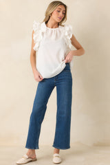 Into The Clouds Dark Wash Cropped Wide Leg Jeans