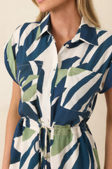 MINKPINK Azure Green & Blue Palm Leaves Playsuit