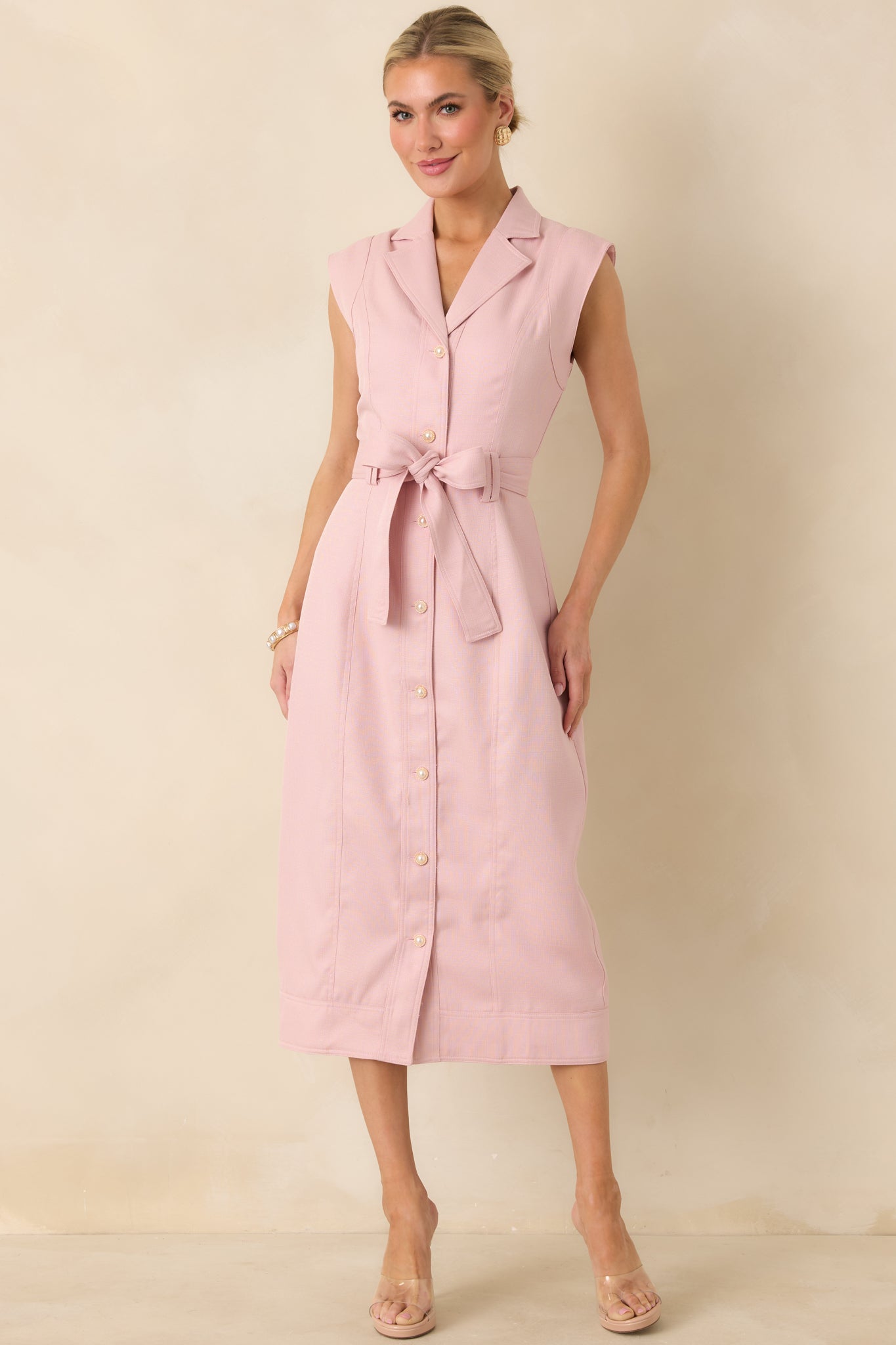 Prosperina Jacqueline Light Pink Midi Dress