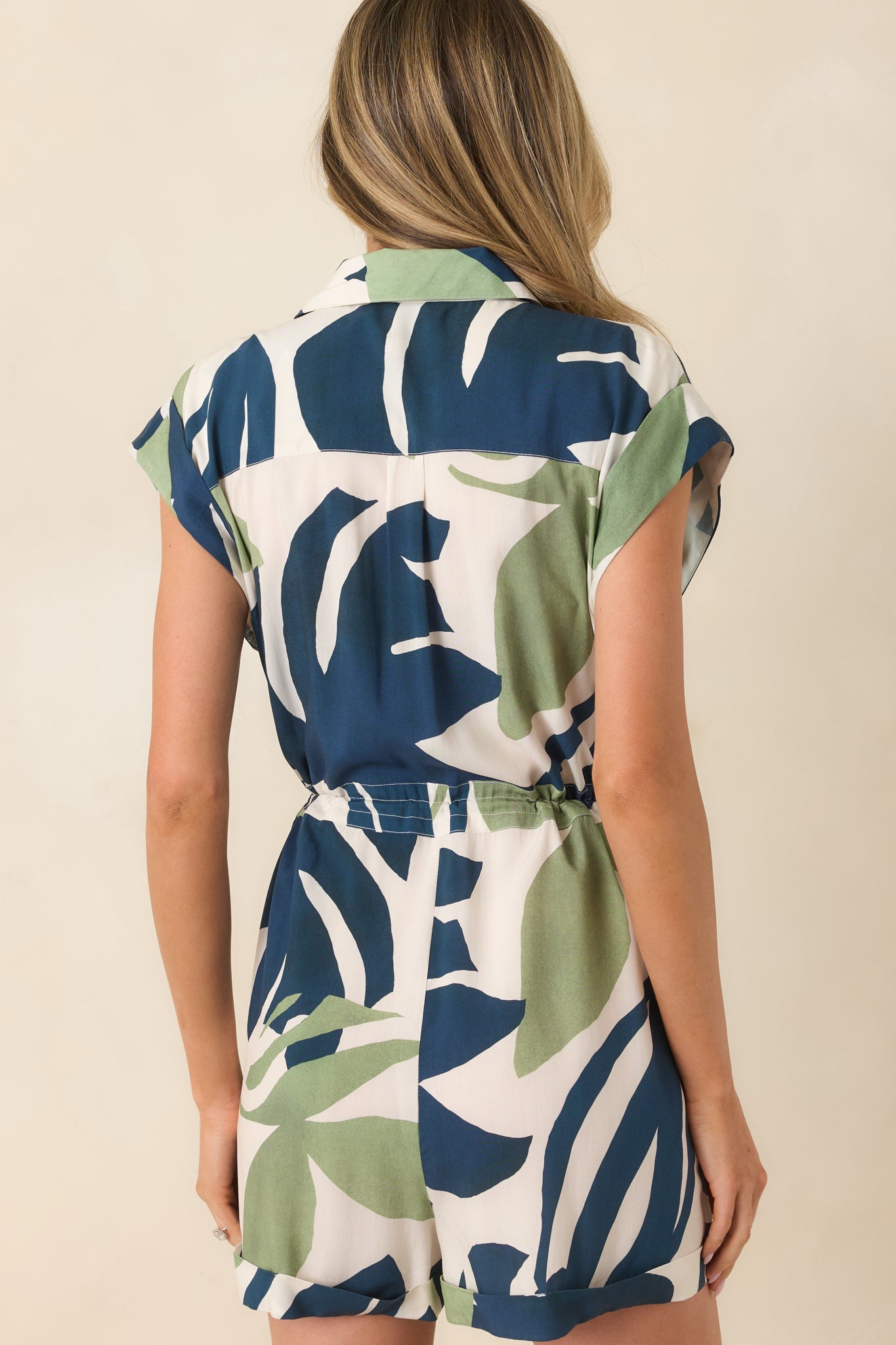 MINKPINK Azure Green & Blue Palm Leaves Playsuit