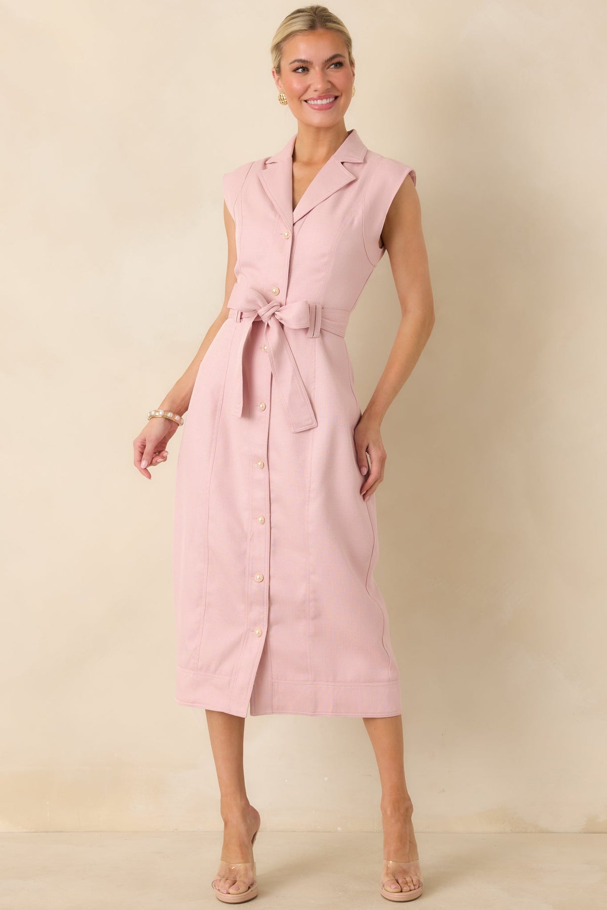 Prosperina Jacqueline Light Pink Midi Dress