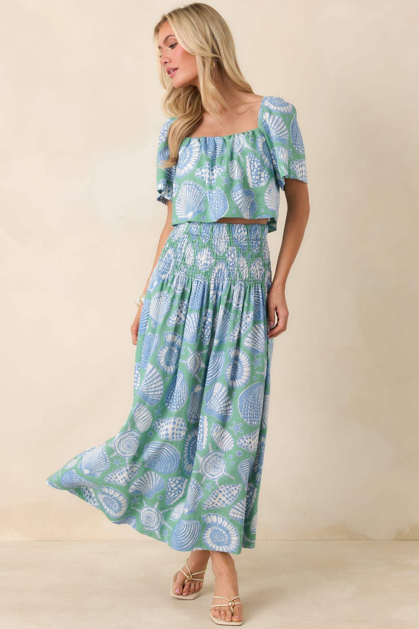 Paradisa Caladesi Oceana Blue Multi Flowy Crop Top