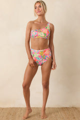 Paradisa Breezie Pink Multi Fish Print High Waisted Bikini Bottoms