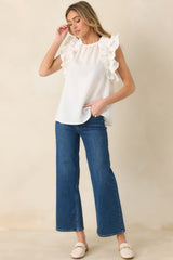 Dawn Of My Heart Ivory Ruffled Top