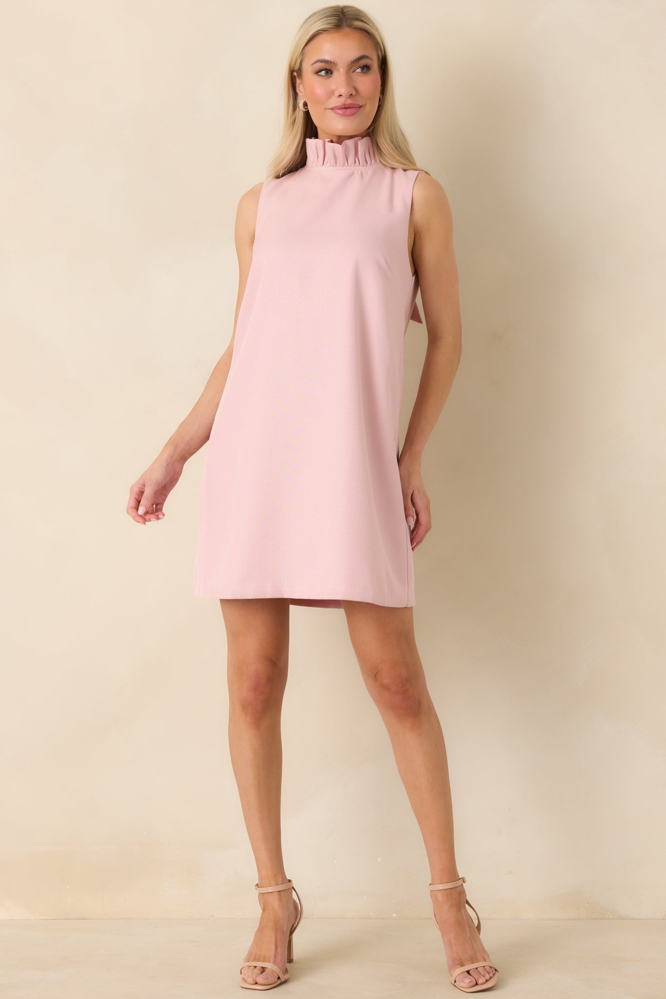 Prosperina Cecily Light Pink Bow Back Mini Dress