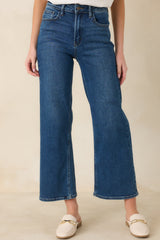 Into The Clouds Dark Wash Cropped Wide Leg Jeans