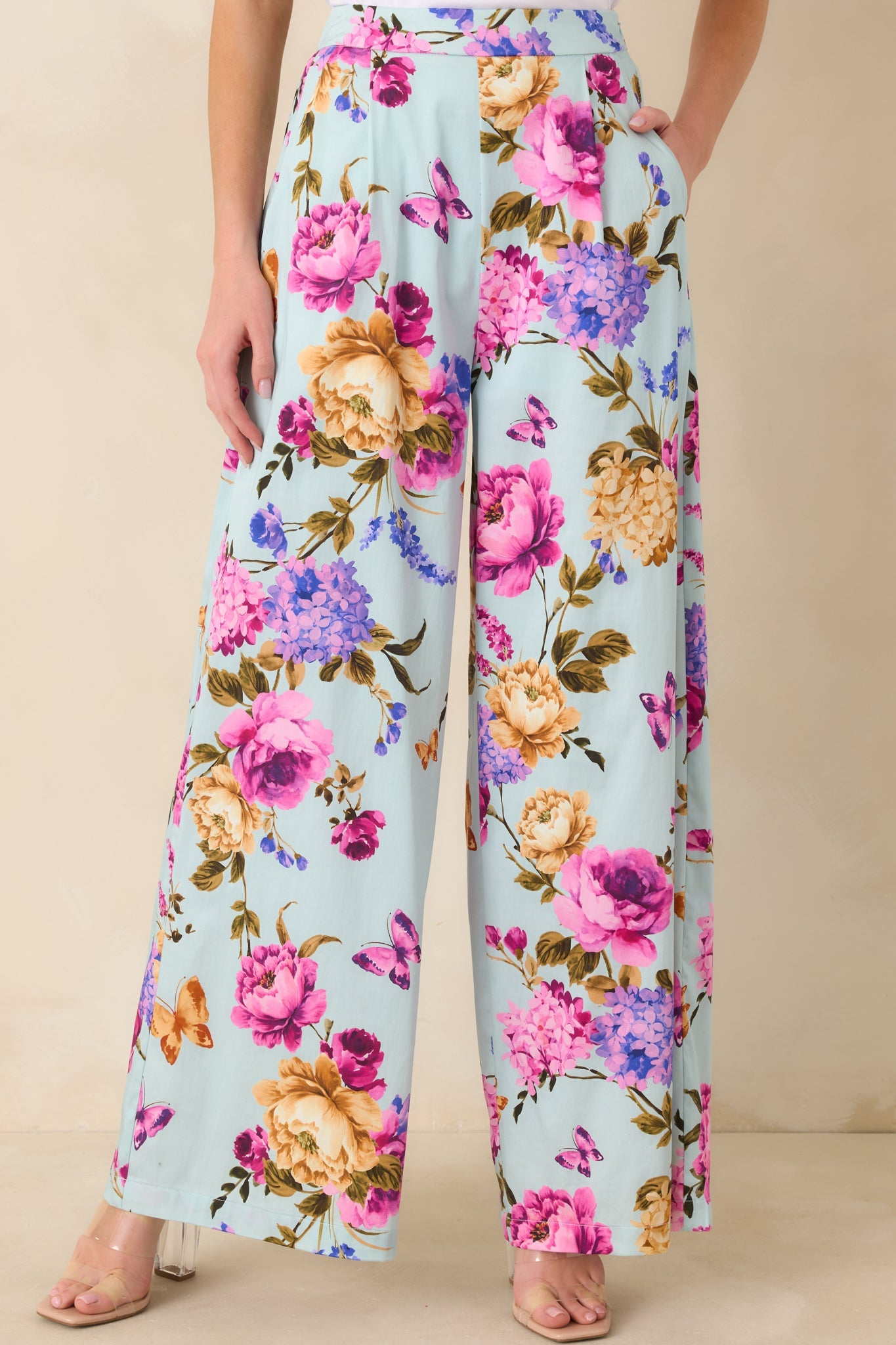 Prosperina Barrett Blue Multi Floral Cotton Wide Leg Pants