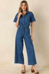 Z Supply Dark Wash Elsie Cotton Denim Jumpsuit
