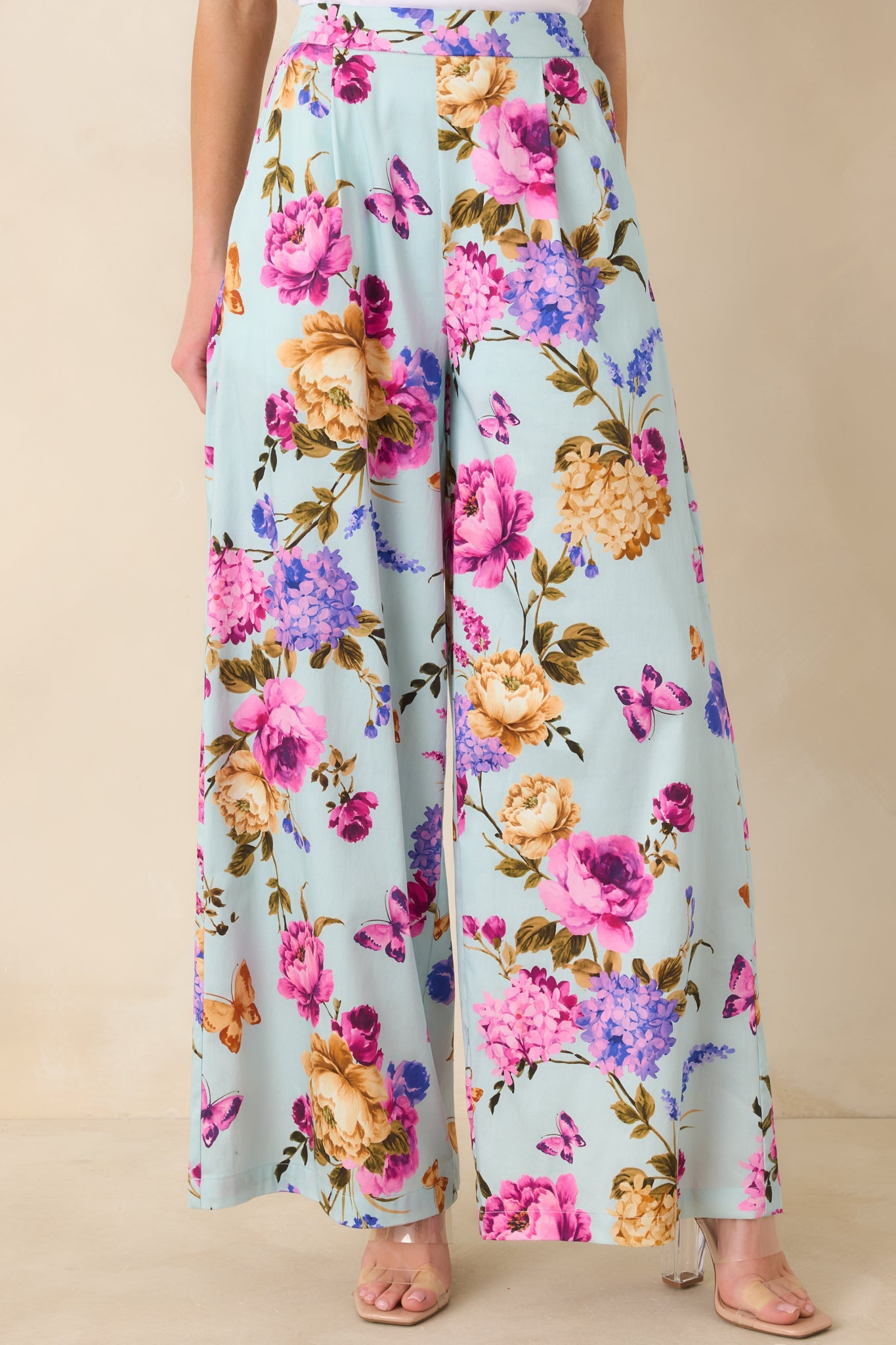 Prosperina Barrett Blue Multi Floral Cotton Wide Leg Pants