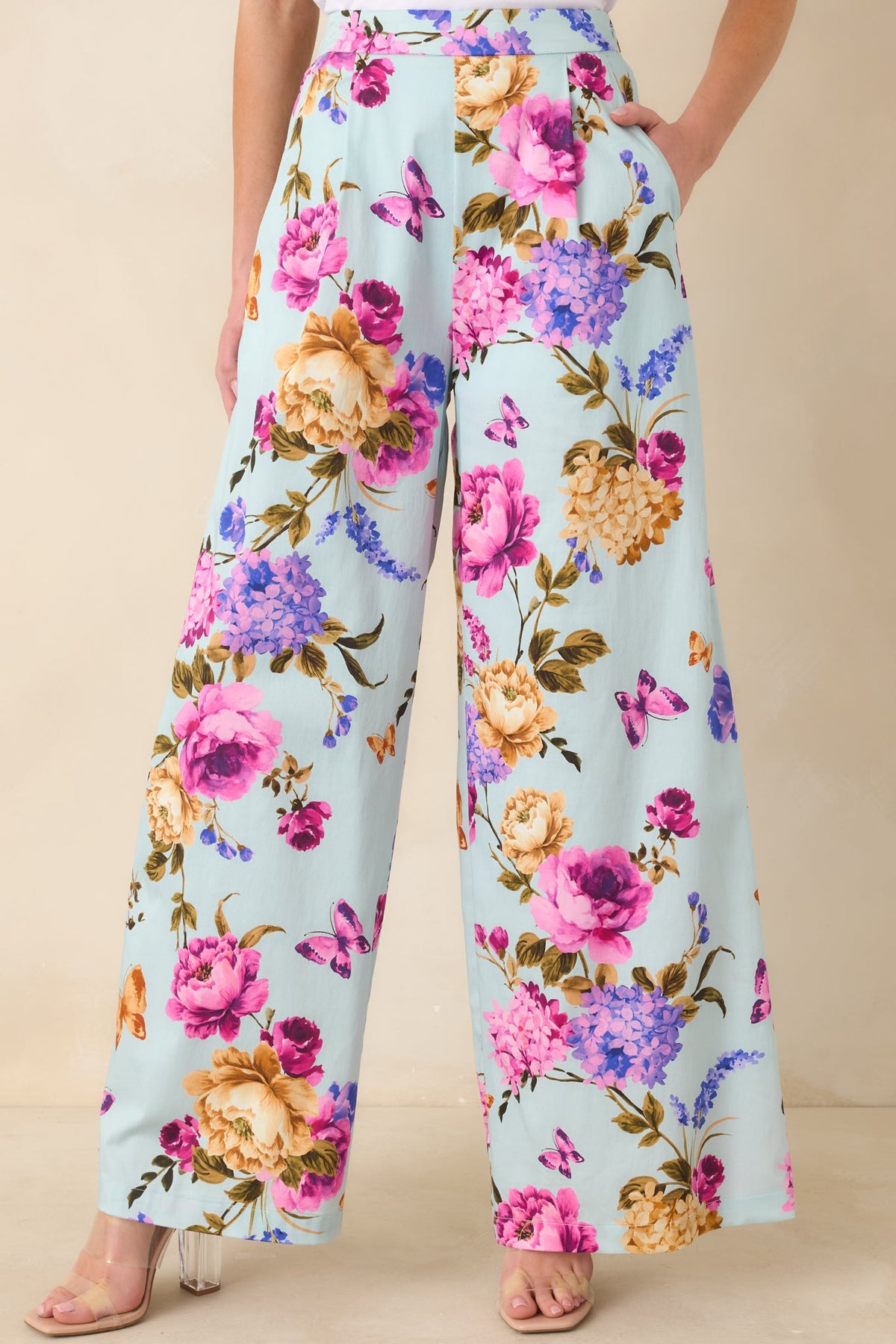 Prosperina Barrett Blue Multi Floral Cotton Wide Leg Pants