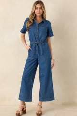 Z Supply Dark Wash Elsie Cotton Denim Jumpsuit