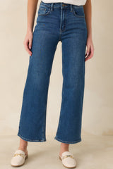 Into The Clouds Dark Wash Cropped Wide Leg Jeans