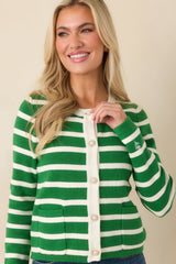 Prosperina Kennedy Kelly Green Stripe Cotton Cardigan