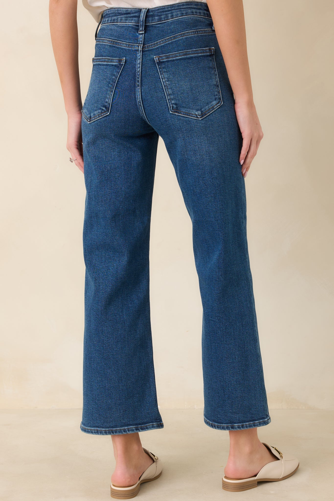 Into The Clouds Dark Wash Cropped Wide Leg Jeans
