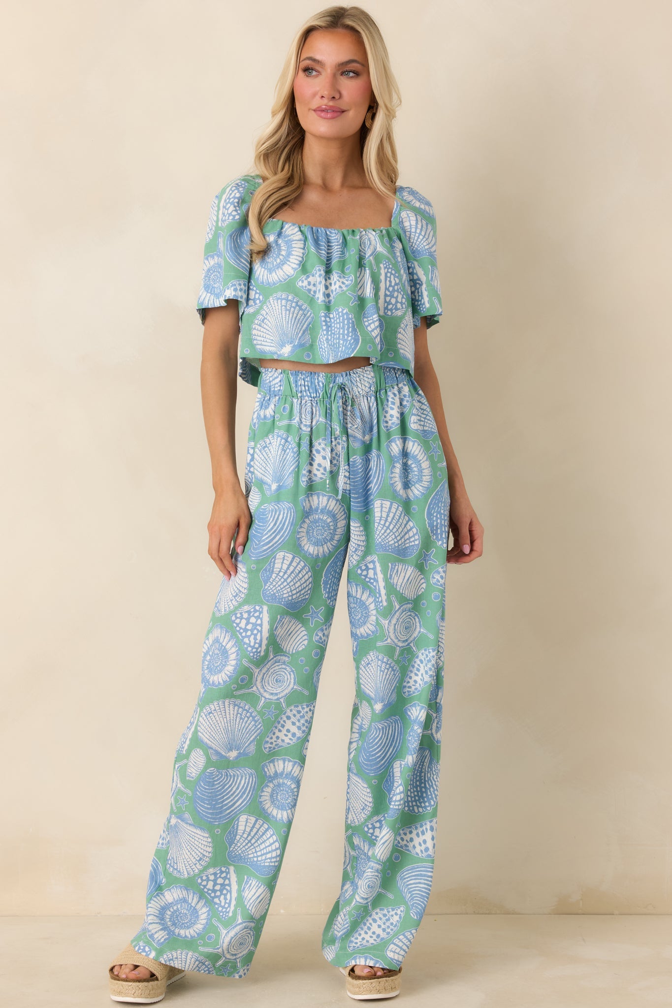 Paradisa Caladesi Oceana Blue Multi Flowy Crop Top
