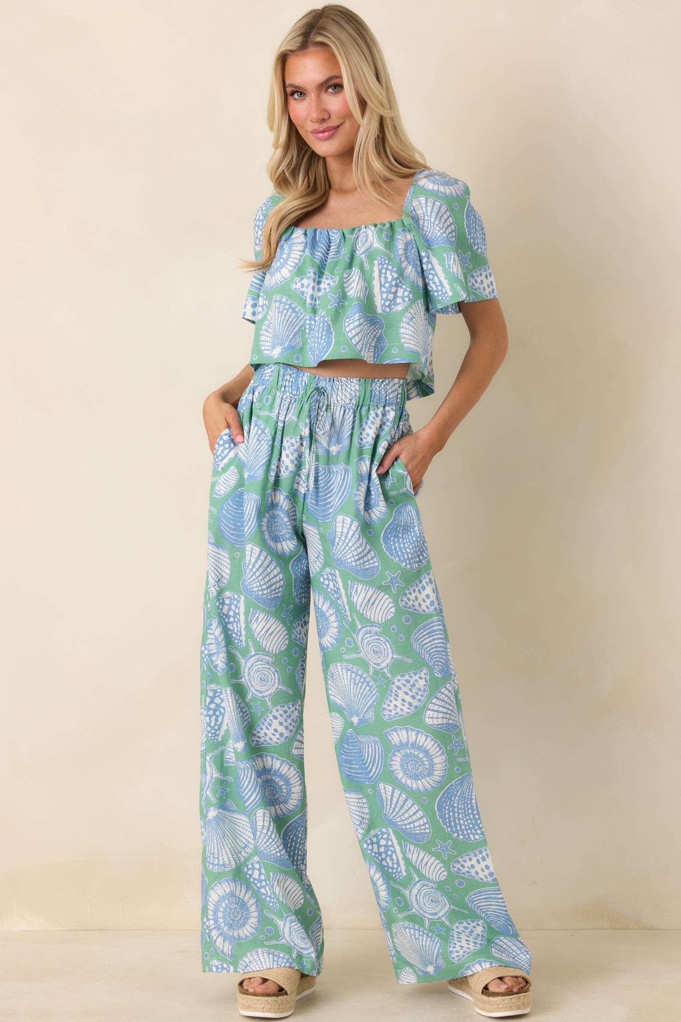 Paradisa San Marino Oceana Blue Multi Drawstring Pants