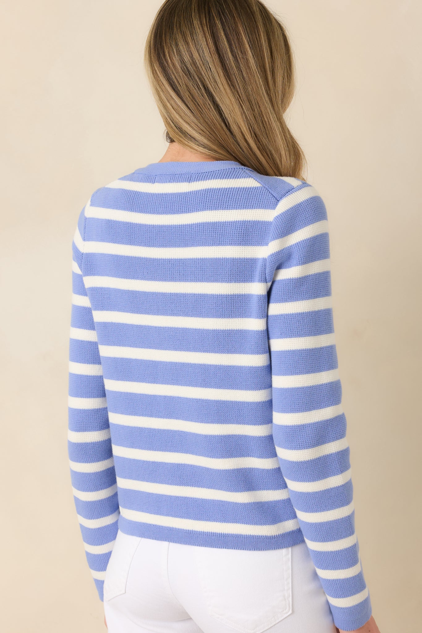 Prosperina Kennedy Sky Blue Stripe Cotton Cardigan