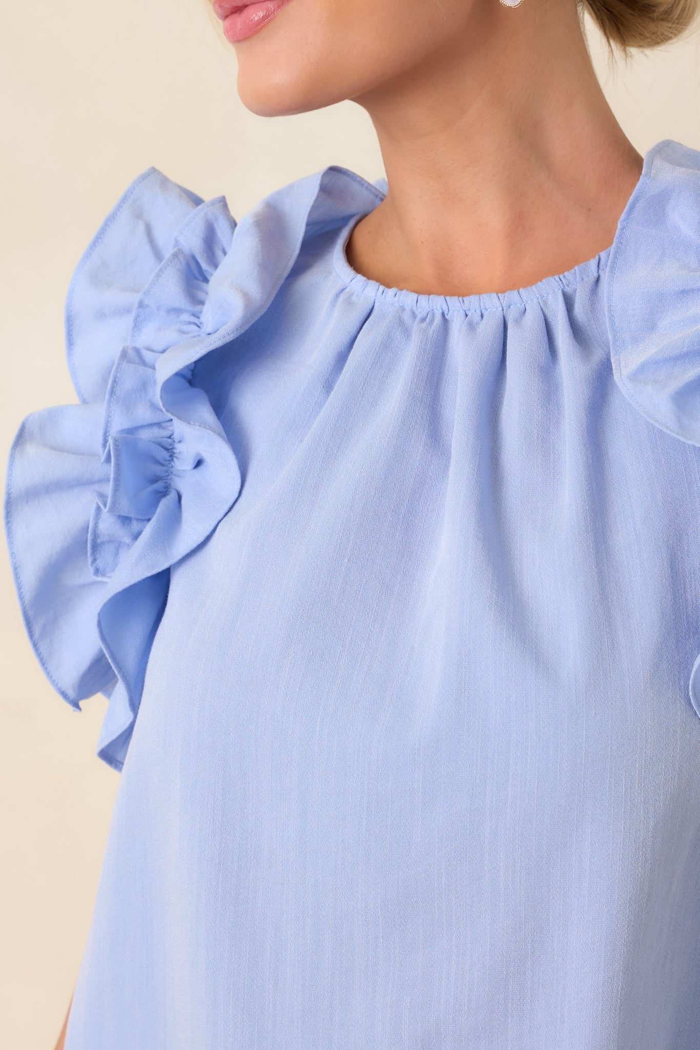 Dawn Of My Heart Light Blue Ruffled Top