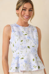 Prosperina Sabine Blue & Pink Cotton Reversible Peplum Top