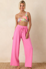 Paradisa Breezie Pink Multi Fish Print One-Shoulder Bikini Top