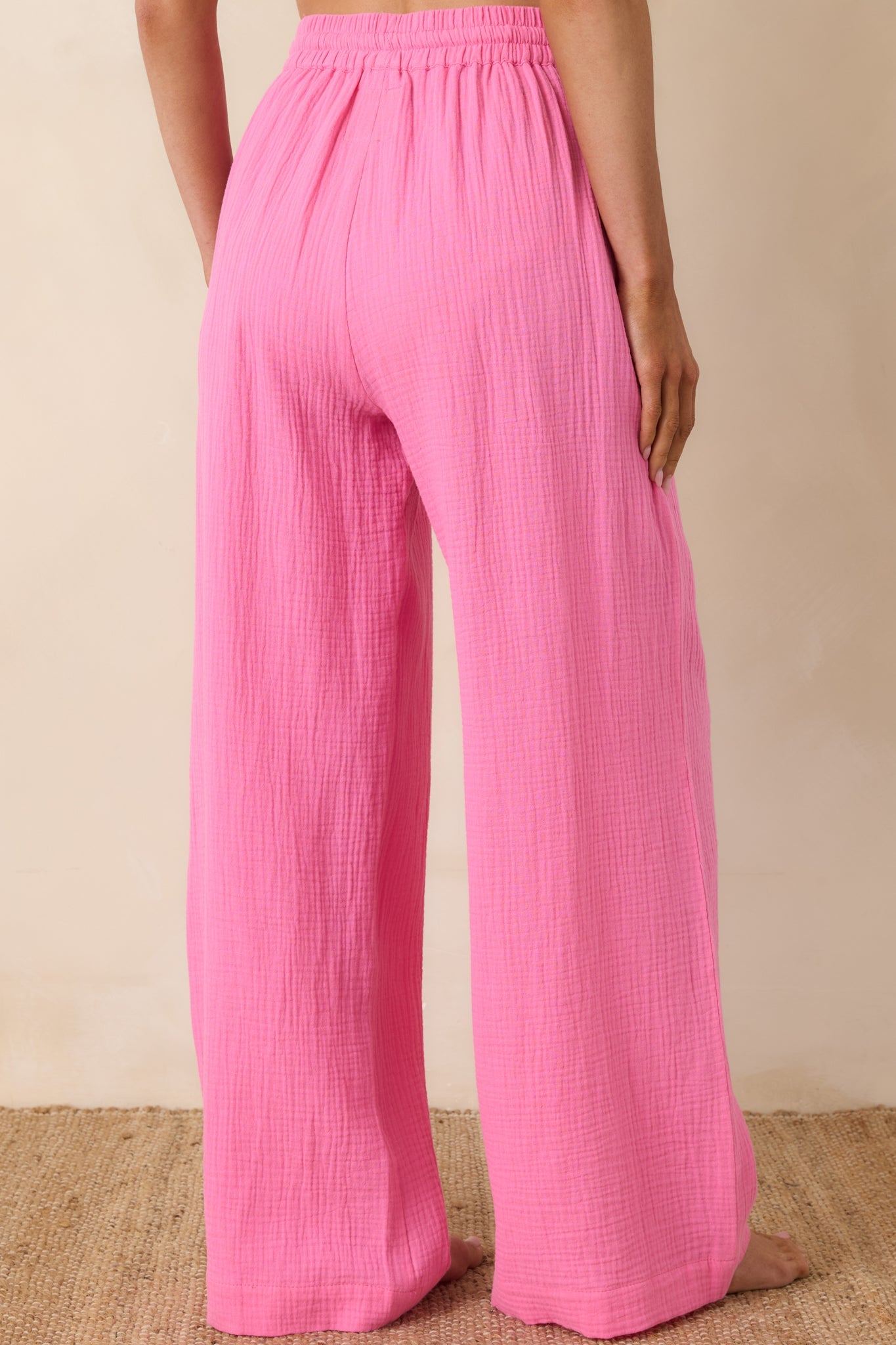 Paradisa Dunedin Pink Cotton Wide Leg Drawstring Pants
