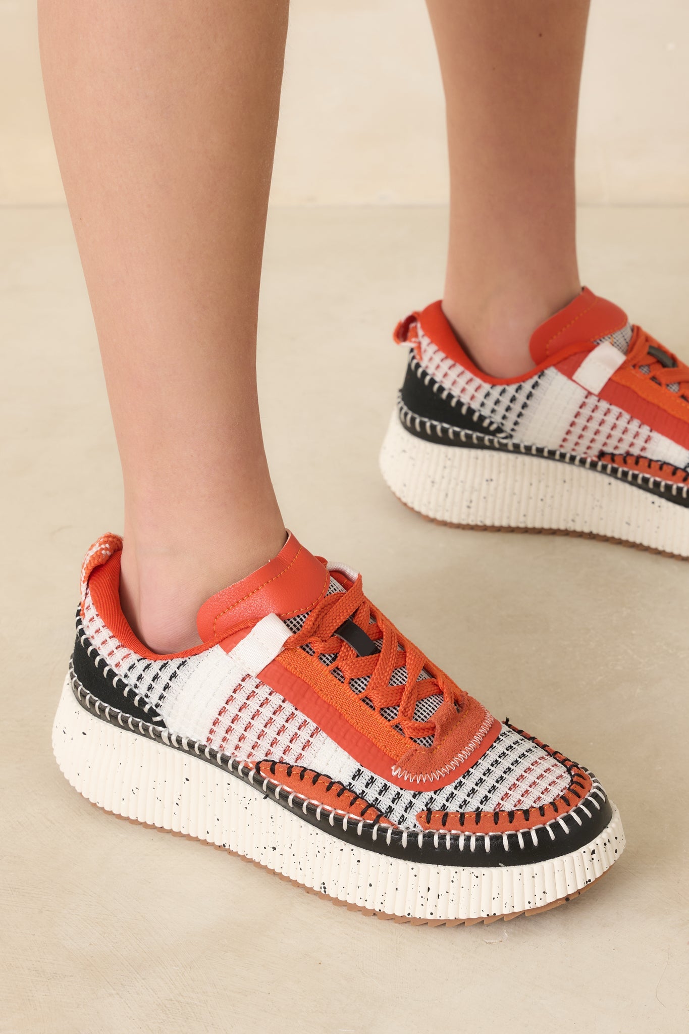 Dig In Your Heels Orange Multi Platform Sneakers