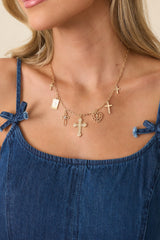 Keep the Faith Gold Cross Charm Necklace