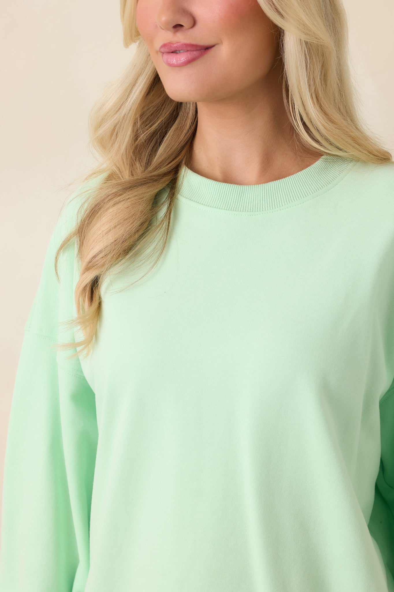 Radiant Vibes Mint Green Crewneck Sweatshirt